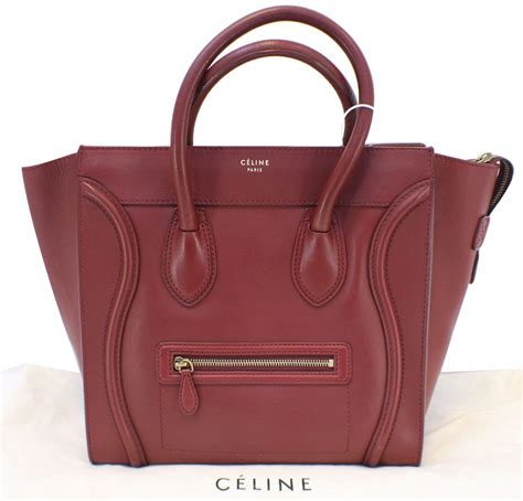 red Celine Mini Luggage tote 